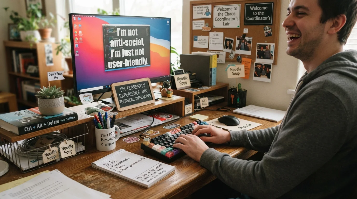 Funny Desk Setup Selfie Captions